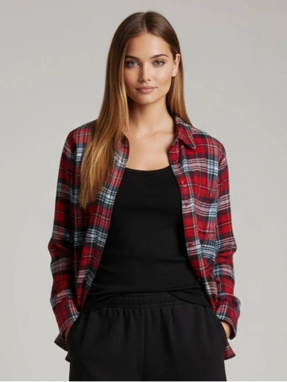 🌻NEW w/tag PJ Salvage Plaid Lightweight Button-Up Shirt Size Small - Picture 2 of 12